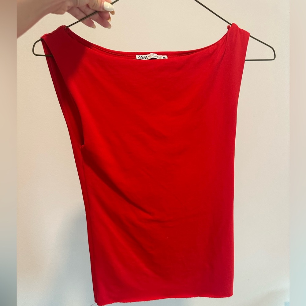 Zara Bold Red Sleeveless Blouse